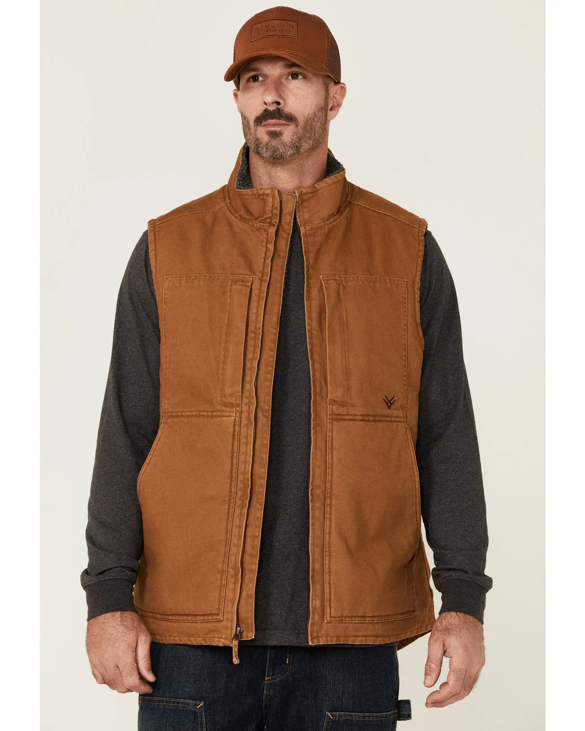 Men's Rust Copper Browder Weathered Duck Zip-Front Insulated Work Vest