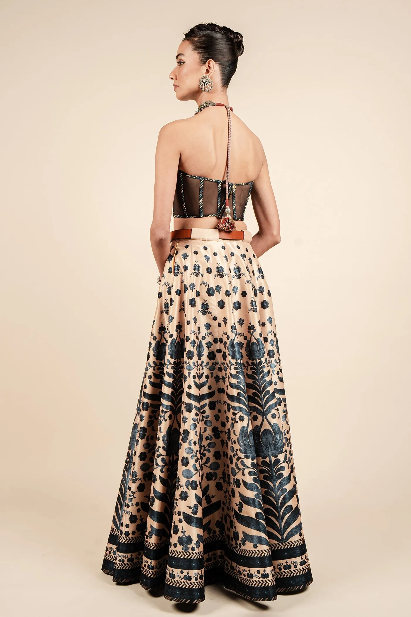 Midnight Blue Corset Skirt Set