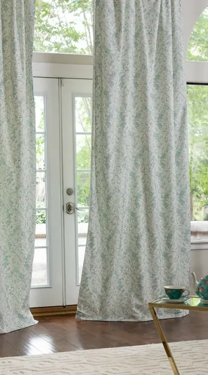 Milan Drapery Panel Spa Faded Damask Venetian Linen 54X120 - Set Of 2
