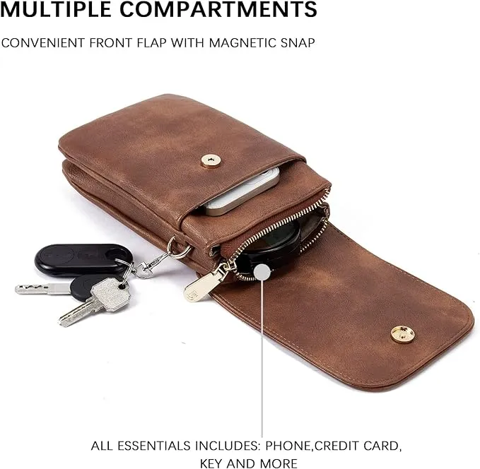MINGALONDON Women Leather Small Crossbody Bags
