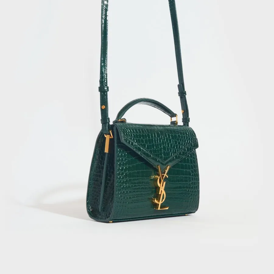 Mini Cassandra Crocodile-Embossed Shiny Leather in Mint