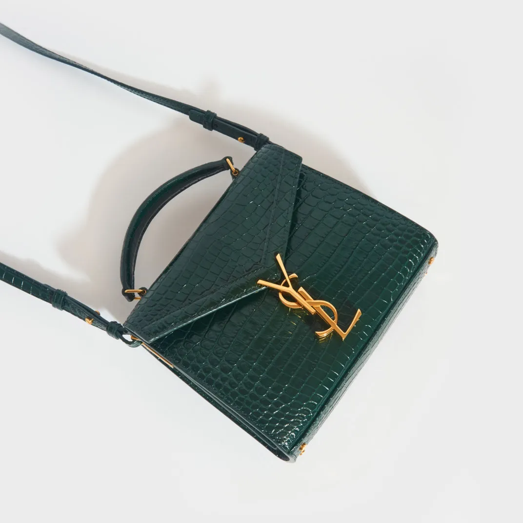 Mini Cassandra Crocodile-Embossed Shiny Leather in Mint