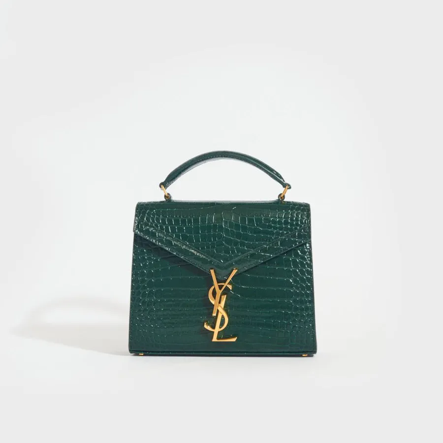 Mini Cassandra Crocodile-Embossed Shiny Leather in Mint