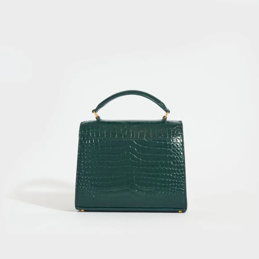 Mini Cassandra Crocodile-Embossed Shiny Leather in Mint