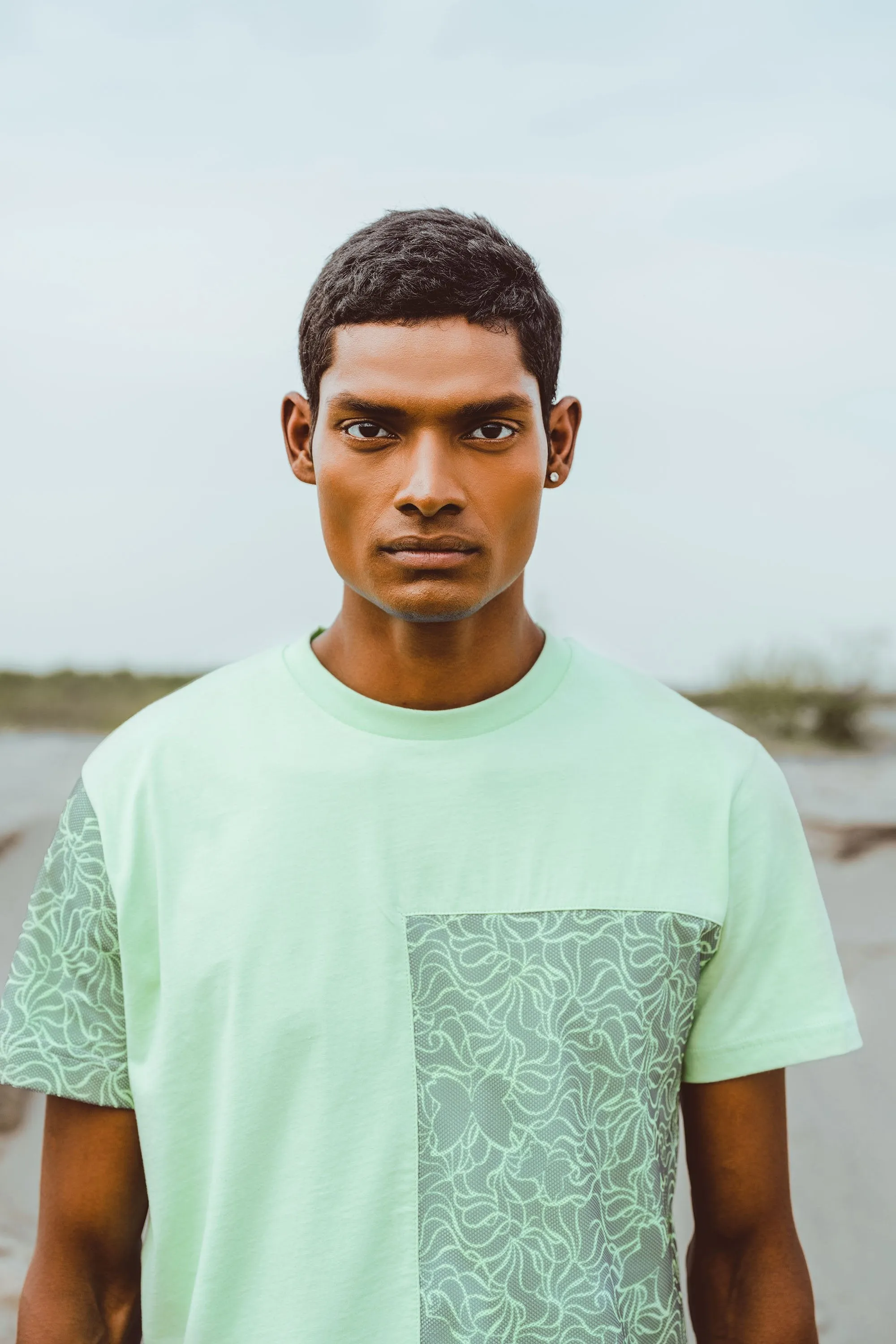 Mint Mesh Net Panel Tee
