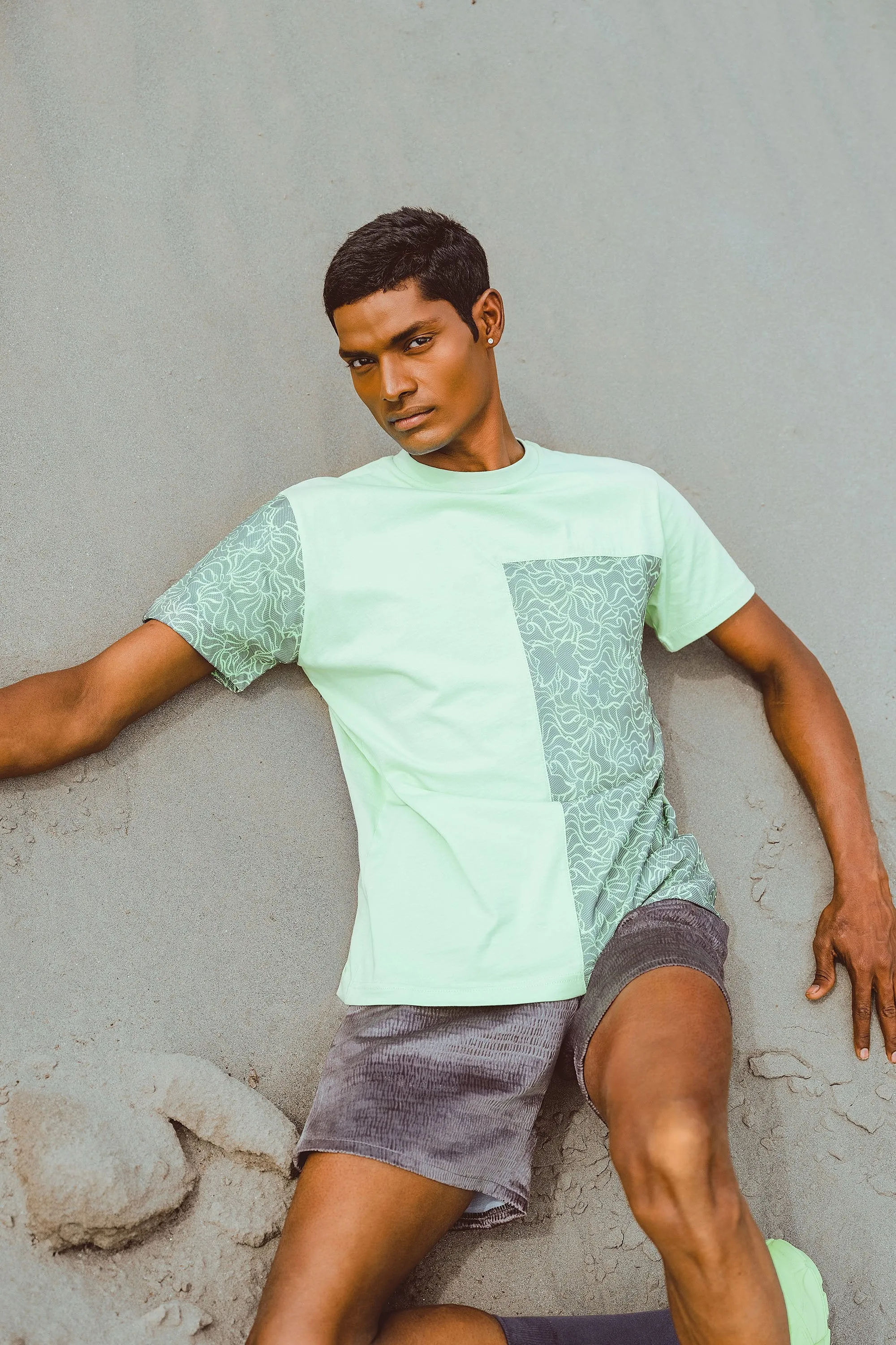 Mint Mesh Net Panel Tee
