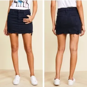 MOTHER black the vagabond mini fray denim skirt