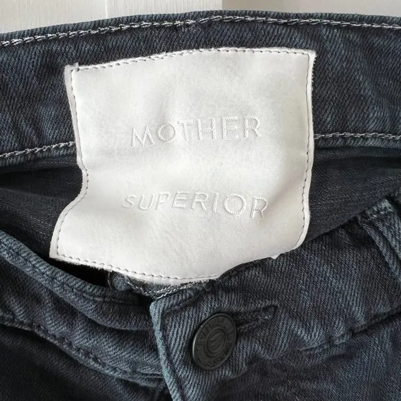 MOTHER black the vagabond mini fray denim skirt