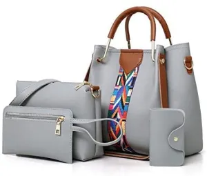 Multi Color Leather Handbag 4 Piece Set 2020V