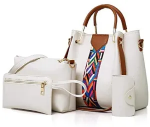 Multi Color Leather Handbag 4 Piece Set 2020V
