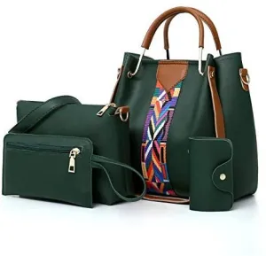 Multi Color Leather Handbag 4 Piece Set 2020V