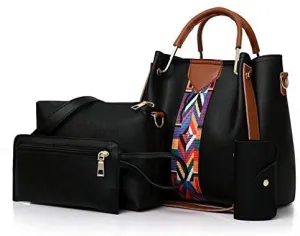 Multi Color Leather Handbag 4 Piece Set 2020V