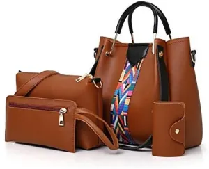 Multi Color Leather Handbag 4 Piece Set 2020V