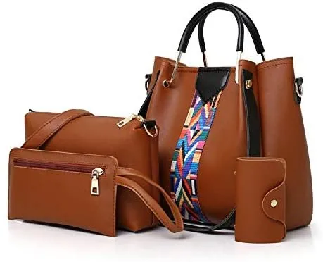 Multi Color Leather Handbag 4 Piece Set 2020V