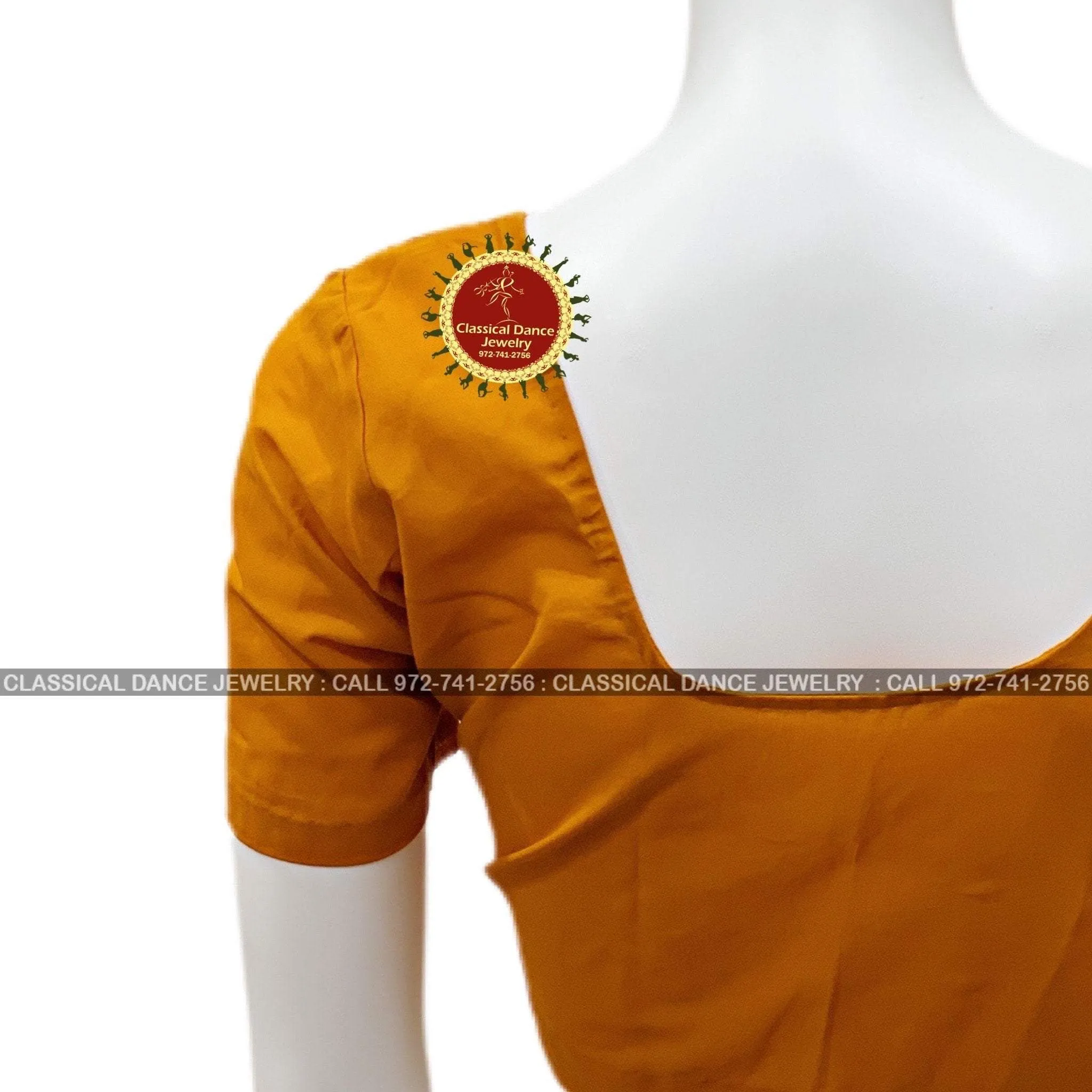 Mustard Pre stitched Cotton Blouse | Events Weddings Dance Practice | Classical Dance Jewelry