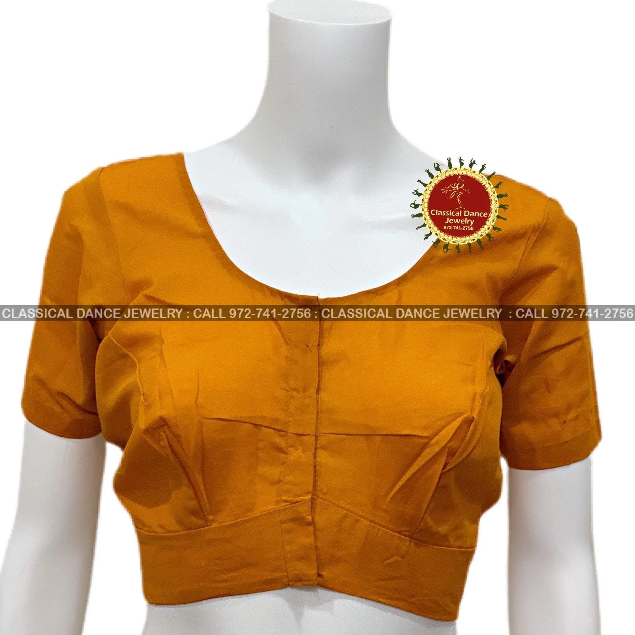 Mustard Pre stitched Cotton Blouse | Events Weddings Dance Practice | Classical Dance Jewelry