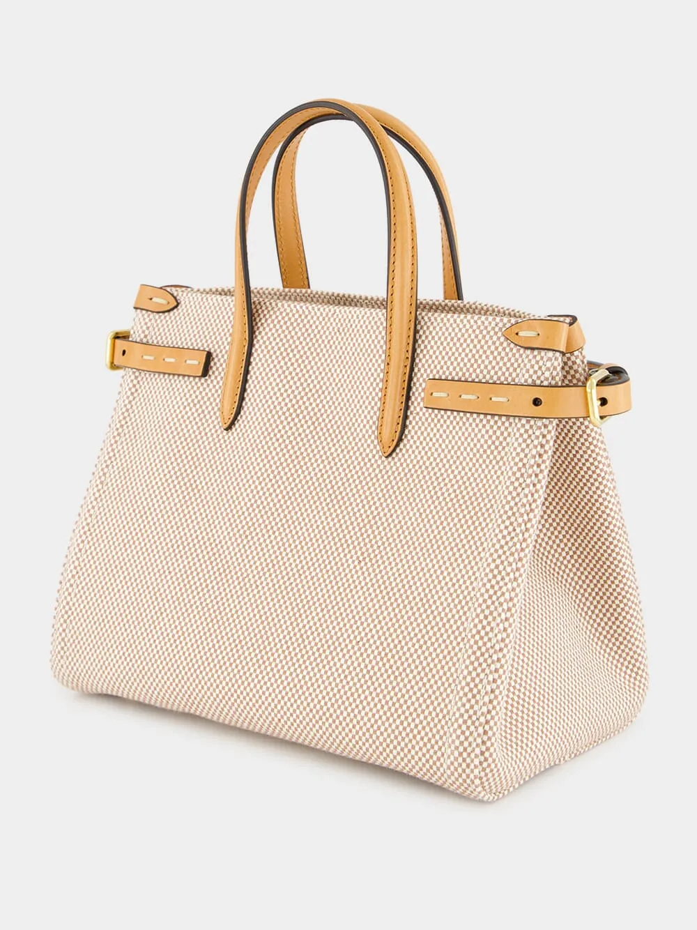 Natural and Tobacco Antibes Small Canvas Shopping Bag