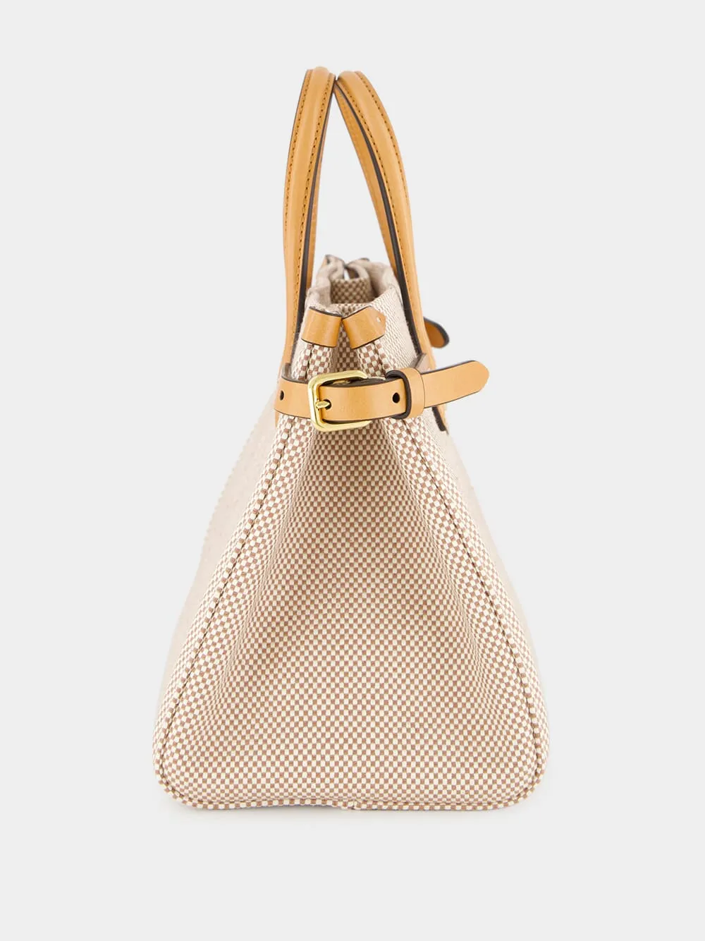 Natural and Tobacco Antibes Small Canvas Shopping Bag