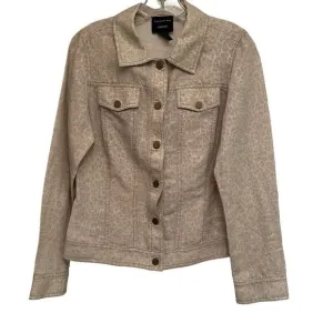 Neutral animal print linen jacket by Don Caster