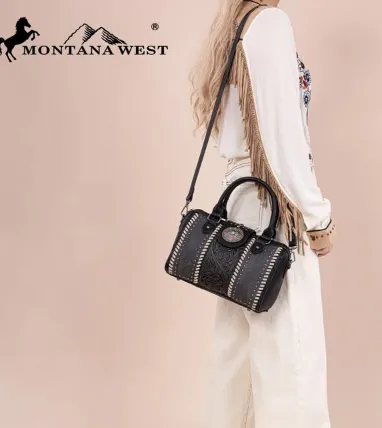 NEW DROP Montana West Tooled Concho Barrel Satchel Bag/Crossbody