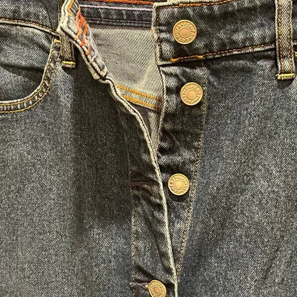 NEW Faherty Button Front Organic Cotton Denim Skirt Size 30