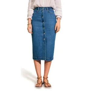 NEW Faherty Button Front Organic Cotton Denim Skirt Size 30