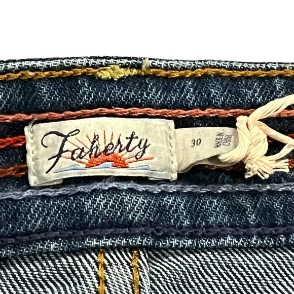 NEW Faherty Button Front Organic Cotton Denim Skirt Size 30