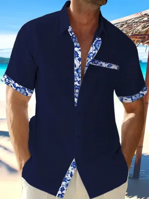 NEW Retails $40 Mens Stylish Floral Edge Shirt - Fashion-Forward & Comfortable - Quick-Dry Button Up for Summer Outdoors Sz XXL, Deep Blue