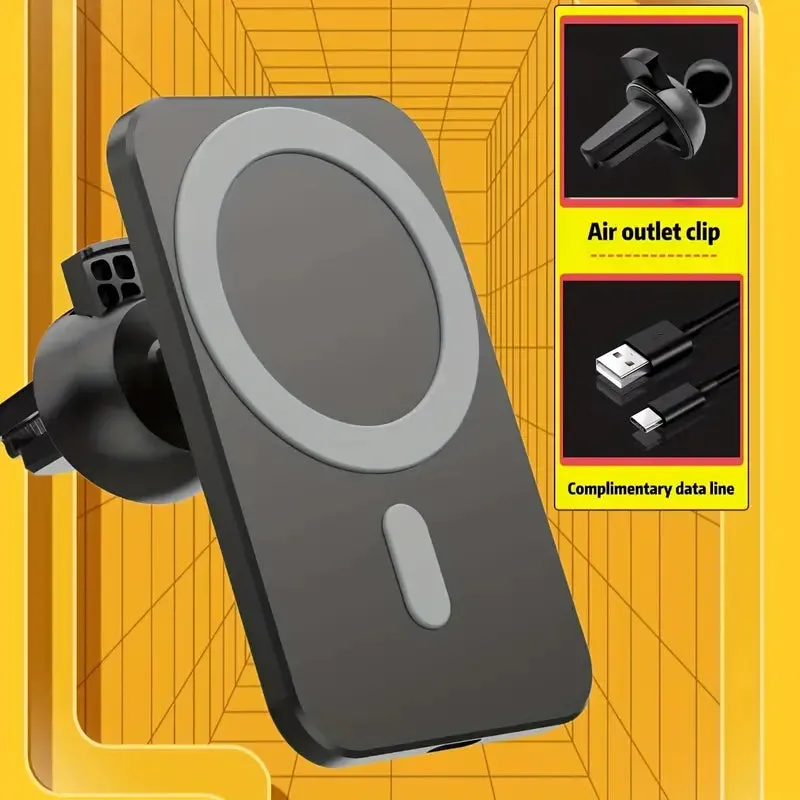 NEW Retails $60 15W Magnetic Wireless Car Charger - Fast Charging Center Console Bracket for iPhone 15/14/13/12 Mini/Pro/Pro Max/Plus - Stick-On Dashboard Air Vent Car Phone Holder with Adapter for Convenient Mounting