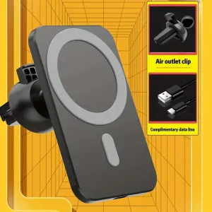 NEW Retails $60 15W Magnetic Wireless Car Charger - Fast Charging Center Console Bracket for iPhone 15/14/13/12 Mini/Pro/Pro Max/Plus - Stick-On Dashboard Air Vent Car Phone Holder with Adapter for Convenient Mounting