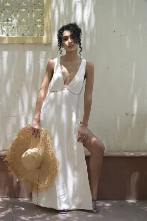 New Season Summer to Fall 2024-Top Singlet Silk Crepe White-WH/CR/070-Suzanne-Fashion Edit Hemji