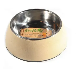 New set of 2 Define Planet Bamboo Bowl Round w/Stainless Steel inserts Ivory Large, 1 for water, 1 for food!