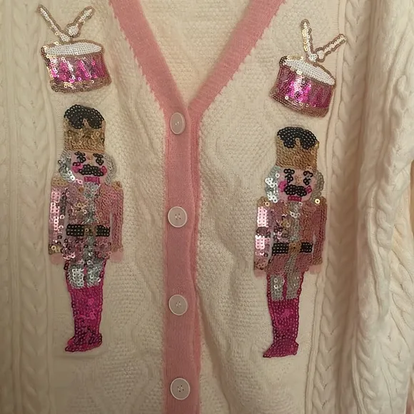 NEW Southern Grace Beige &amp; Pink Nutcracker Sweater