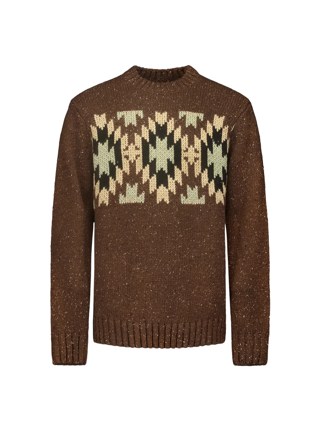 NO EXCESS JACQUARD PATTERN WITH SILK CREWNECK PULLOVER 25210908