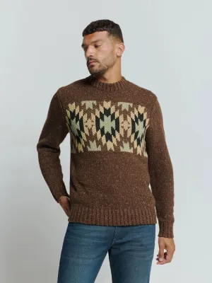 NO EXCESS JACQUARD PATTERN WITH SILK CREWNECK PULLOVER 25210908
