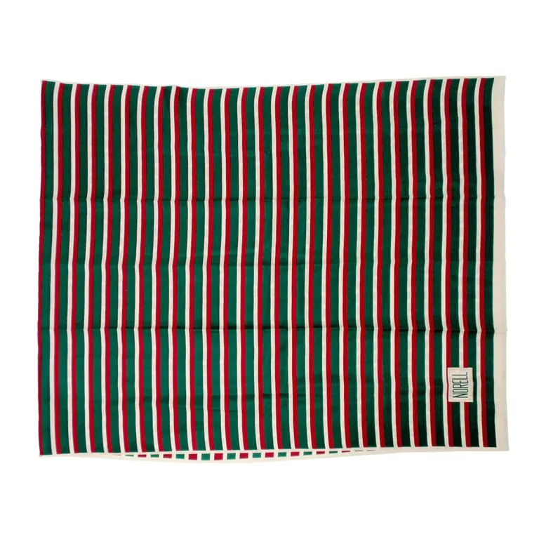 NORMAN NORELL Burgundy, Cream and Green Large Silk Scarf