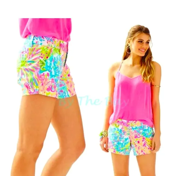 NWT LILLY PULITZER CALLAHAN SHORTS MULTI LOVERS CORAL