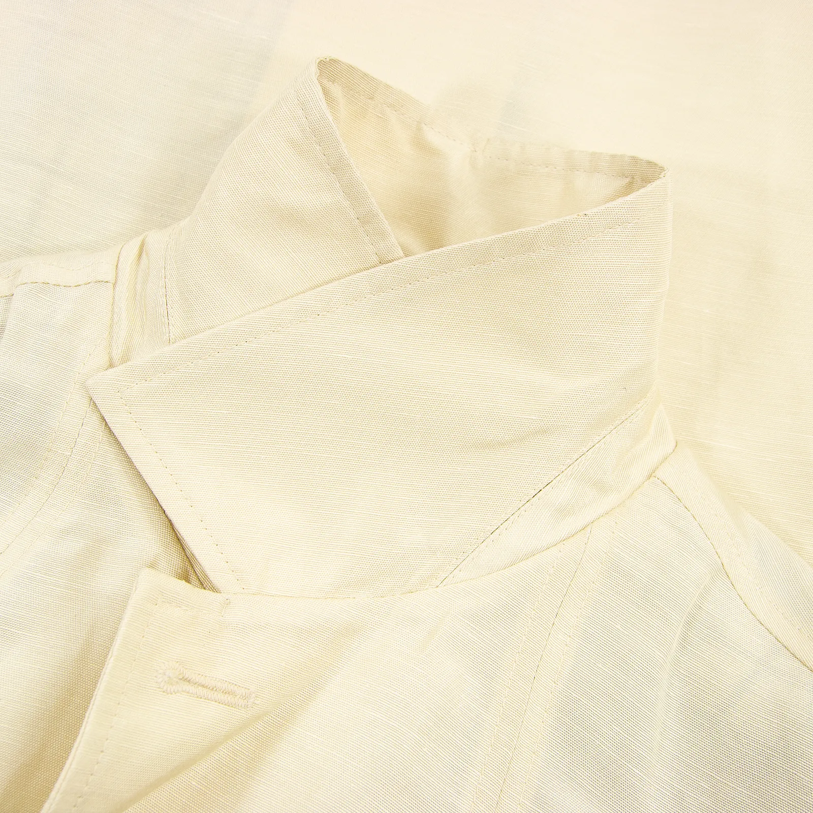 NWT Schiatti & Co. Cream Silk Linen Top Stitch Unstructured Lightweight Jacket
