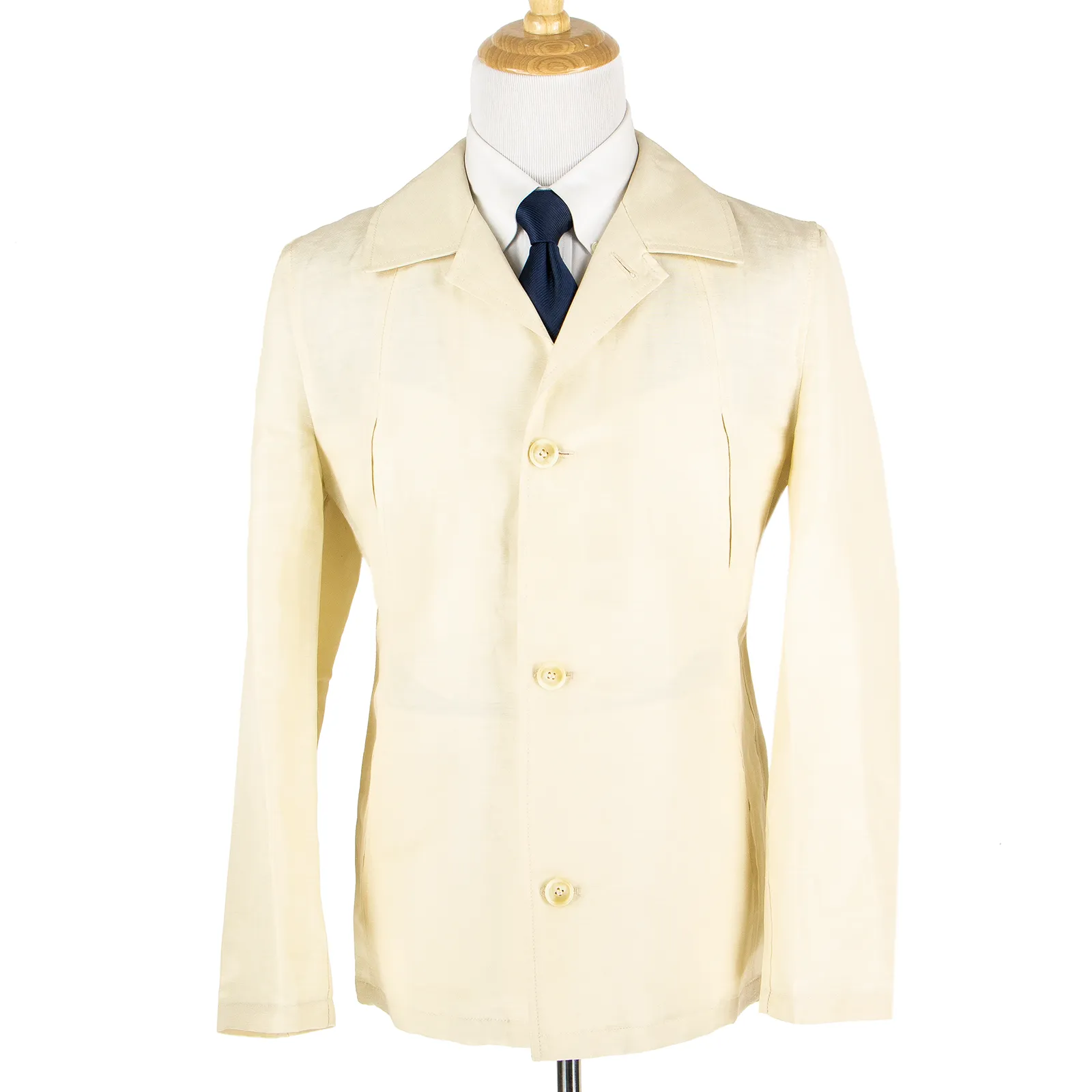 NWT Schiatti & Co. Cream Silk Linen Top Stitch Unstructured Lightweight Jacket