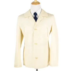 NWT Schiatti & Co. Cream Silk Linen Top Stitch Unstructured Lightweight Jacket
