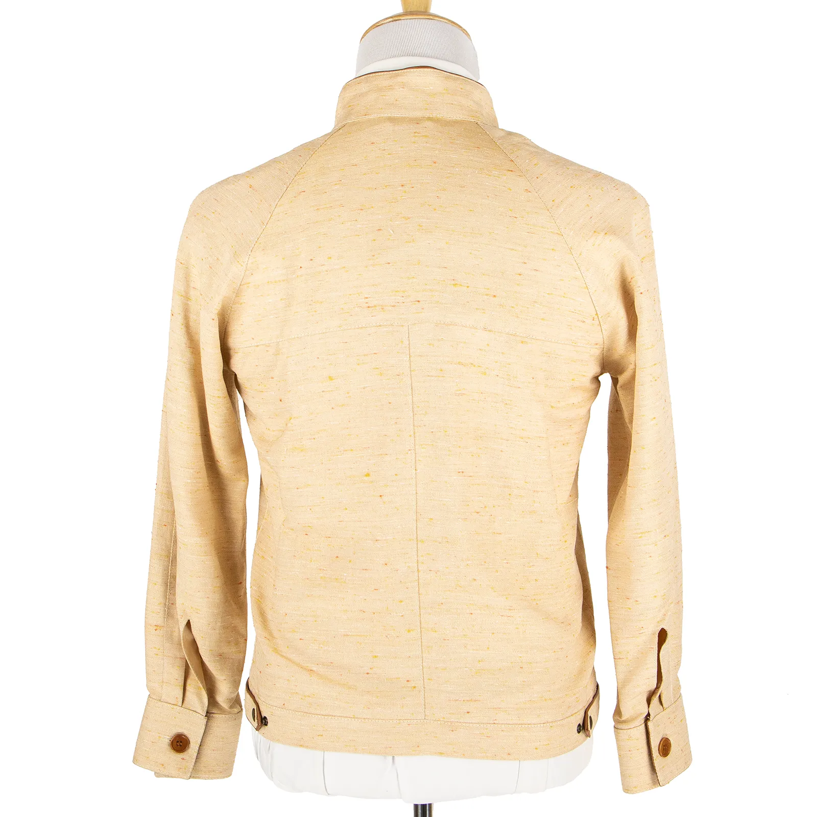 NWT Schiatti & Co. Peach Silk Linen Shantung Leather Trim Blouson Jacket