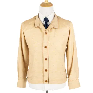 NWT Schiatti & Co. Peach Silk Linen Shantung Leather Trim Blouson Jacket