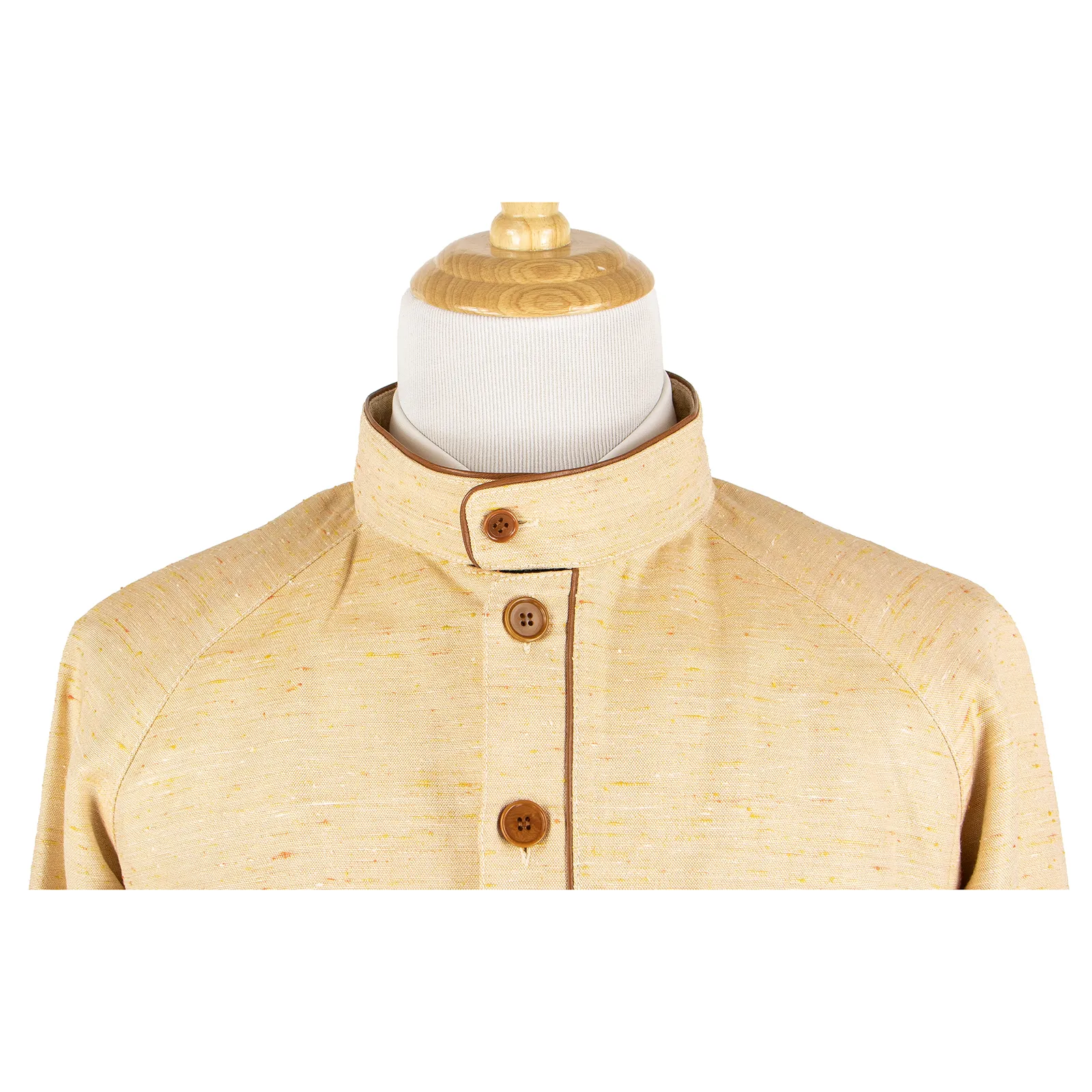NWT Schiatti & Co. Peach Silk Linen Shantung Leather Trim Blouson Jacket