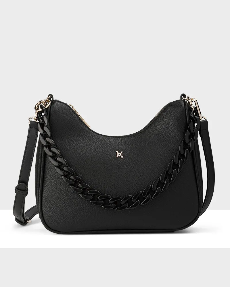 Olivia Crescent Crossbody With Chain   Resin Chain Strap