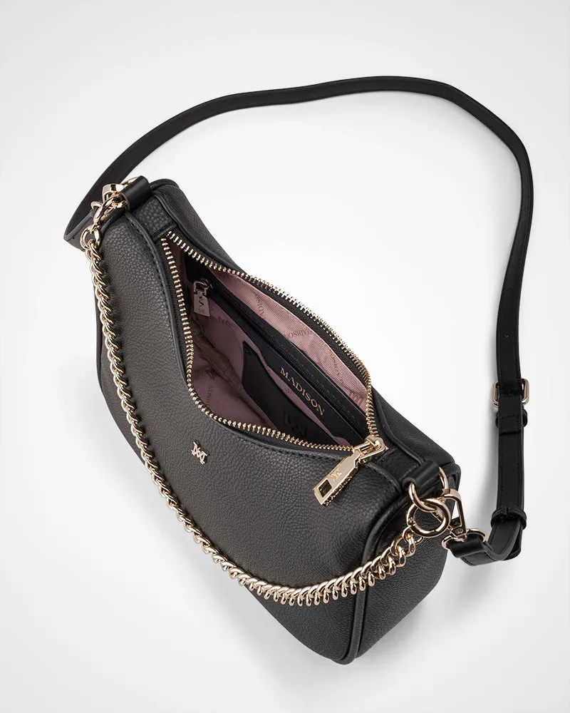 Olivia Crescent Crossbody With Chain   Resin Chain Strap