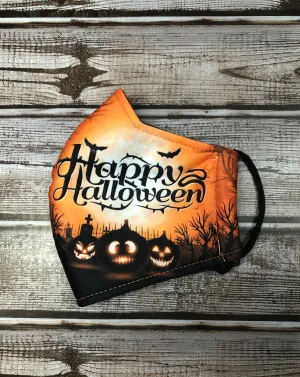 Orange Halloween face mask for teen & small adult