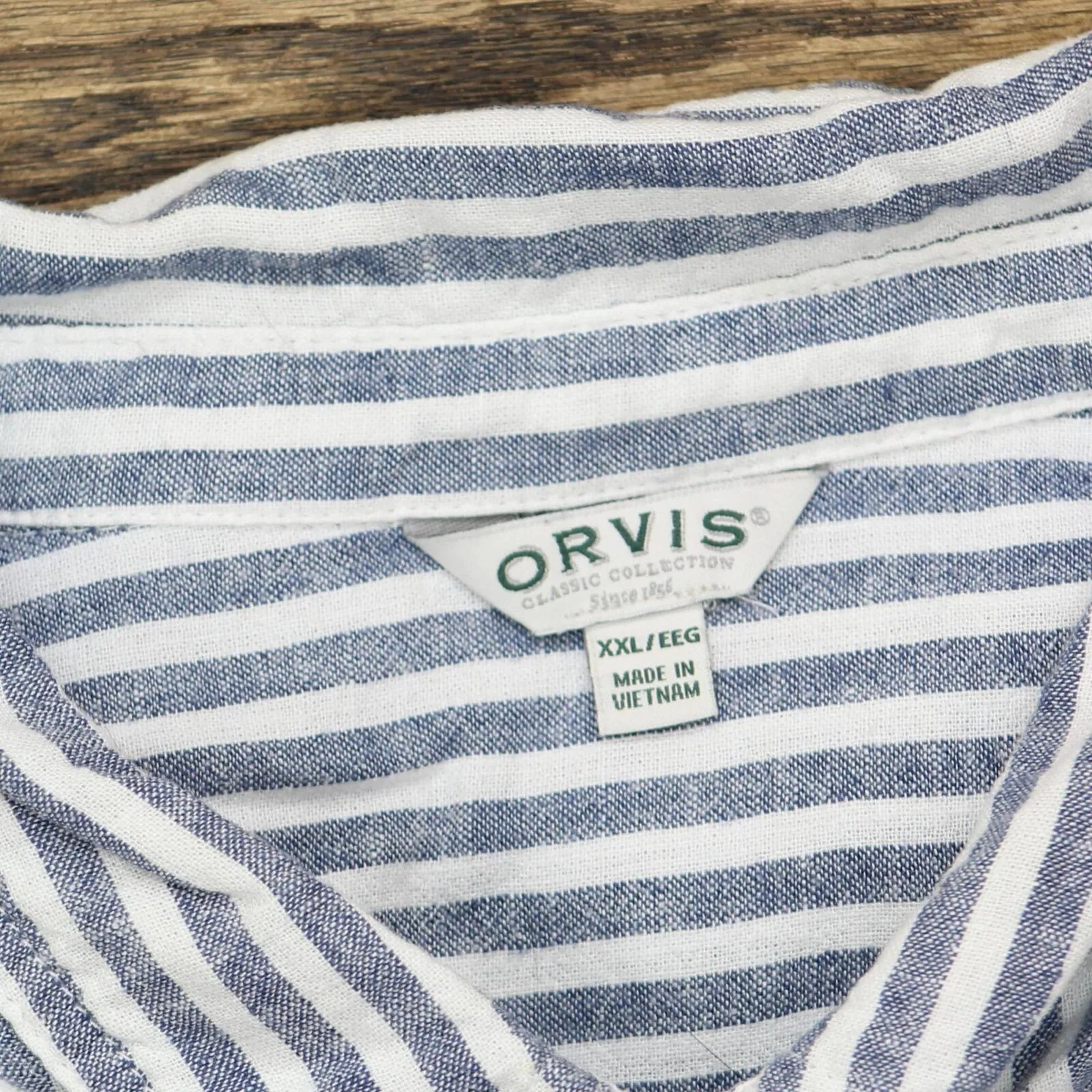 Orvis Womens Linen Blend Button Up Shirt 1758407 Blue Stripe 2XL