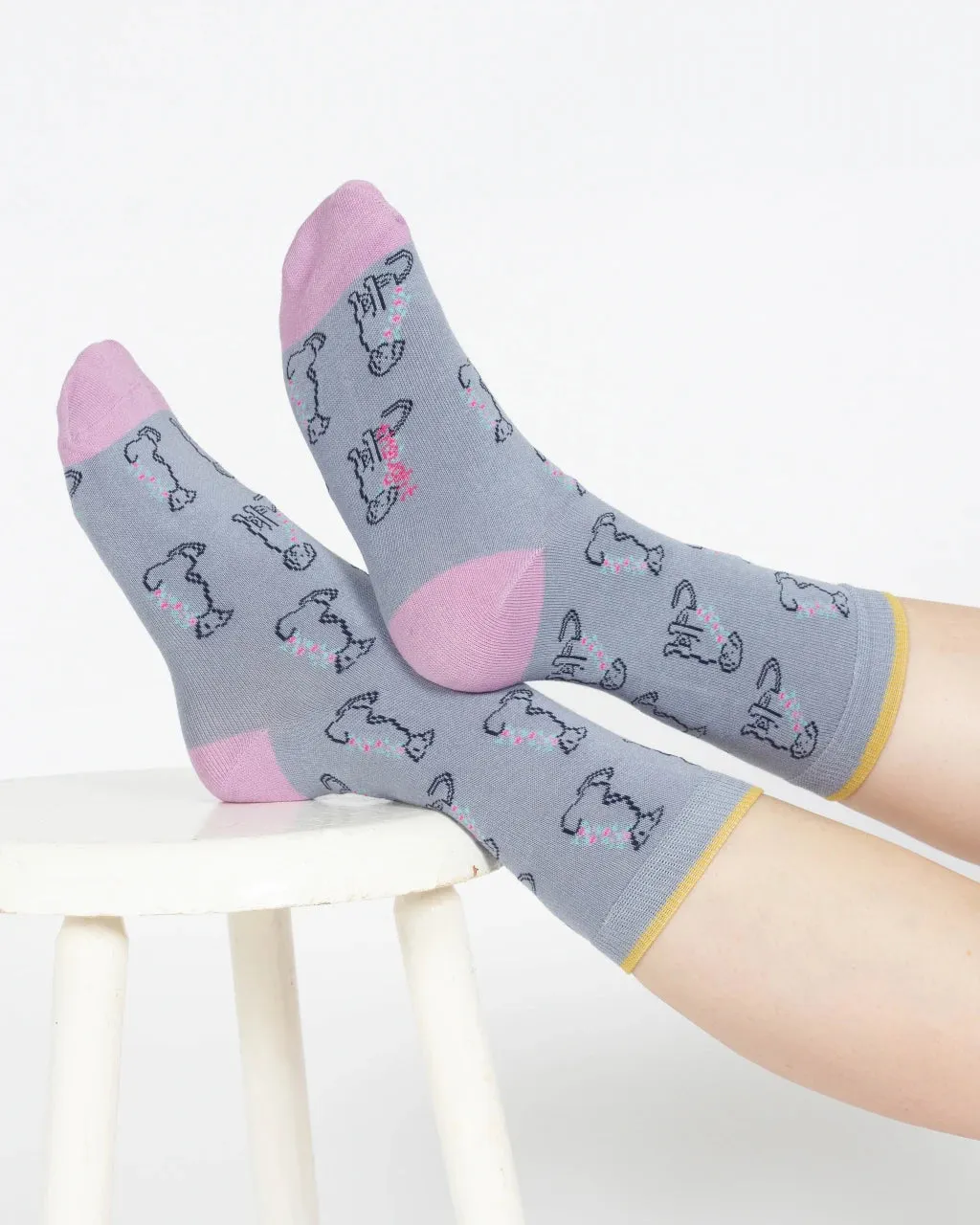 Outline Animal Dog Bamboo Socks in Light Blue by Thought, Size 4-7