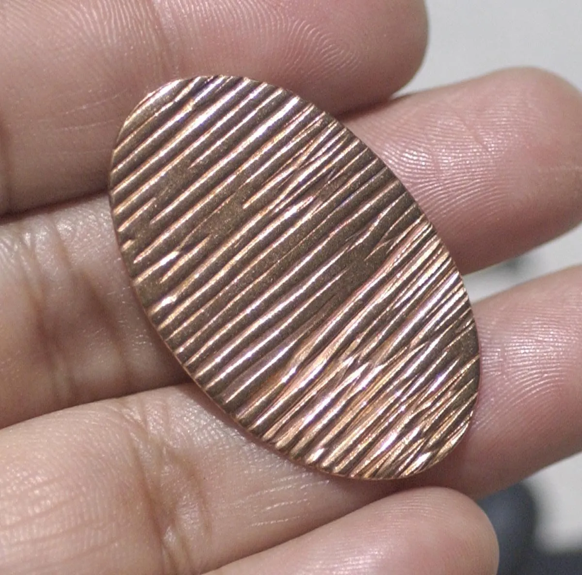 Oval 35mm x 22mm Woodgrain Pattern Blanks Shape for Enameling Stamping Texturing Variety of Metals