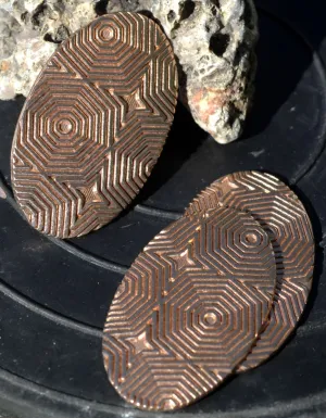 Oval Copper 35mm x 21mm Shape for Enameling Stamping Texturing Blanks - 6 Pieces